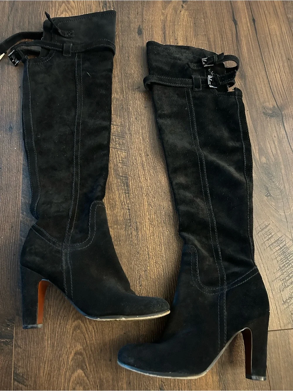 Black Suede Over the Knee High Heeled Boots-Sam Edelman Sutton